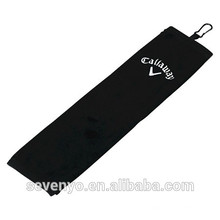 Golf towel 100% cotton black golf towel GYM sport towel customized logo ST-013